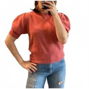 NEW DIXIE short puff sleeve fuzzy sweater in berry